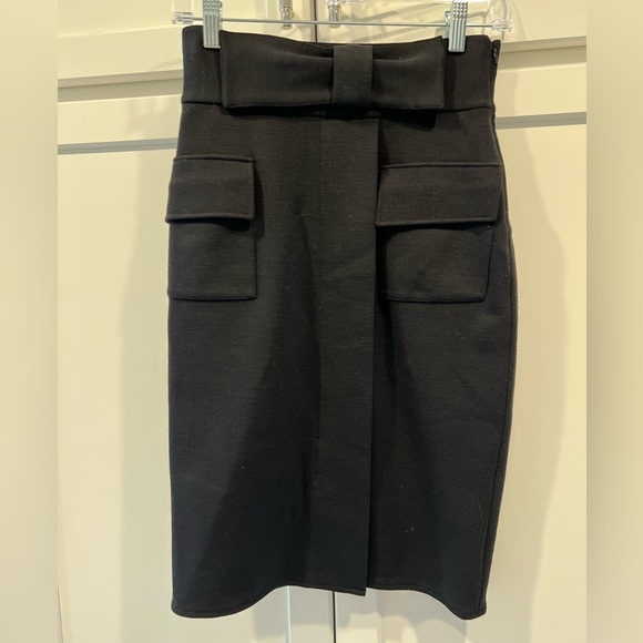 Diane Von Furstenberg Wool Blend Pencil Skirt. Bow Waist Detail. Size 4. - Picture 5 of 8